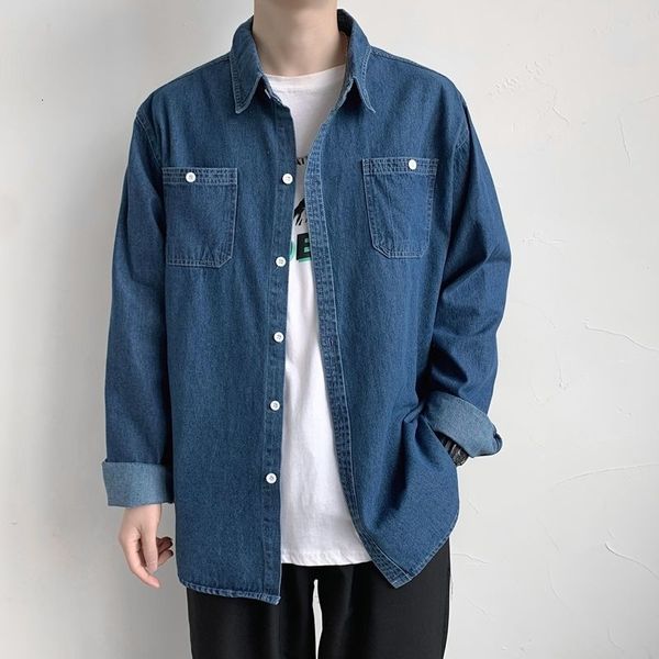 men's casual shirts spring cotton denim male shirt retro-blue streetwear korean style loose pocket long men's sleeve gjna, White;black
men's casual shirts spring cotton denim male shirt retro-blue streetwear korean style loose pocket long men's sleeve gjna, White;black