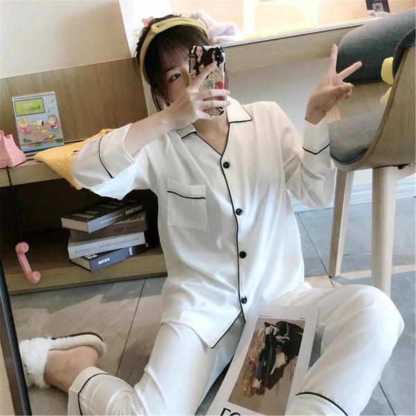 pajamas pj set fashion white womens sleepwears shirts pants sets elegant homewear turn down collar long sleeve robes sleepwear spring, Black;red
pajamas pj set fashion white womens sleepwears shirts pants sets elegant homewear turn down collar long sleeve robes sleepwear spring, Black;red