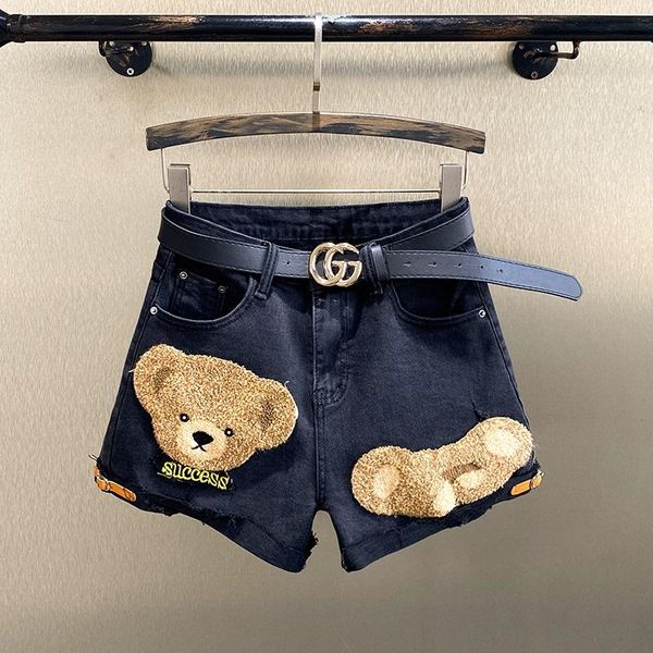 patch embroidered frayed bear denim shorts women 2021 summer high waist straight casual students short jean comfortable women's jeans, Blue
patch embroidered frayed bear denim shorts women 2021 summer high waist straight casual students short jean comfortable women's jeans, Blue