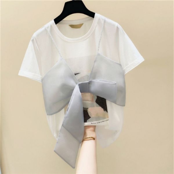 t shirt printed mesh stitching bow short sleeve women summer female korean-style loose t-shirt t shirts harajuku, White
t shirt printed mesh stitching bow short sleeve women summer female korean-style loose t-shirt t shirts harajuku, White