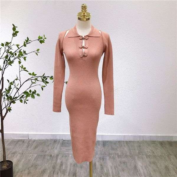 casual dresses -autumn female knitted shirt midi dress chinese thin bodycon robes casual korean party ins toi4, Black;gray 
casual dresses -autumn female knitted shirt midi dress chinese thin bodycon robes casual korean party ins toi4, Black;gray