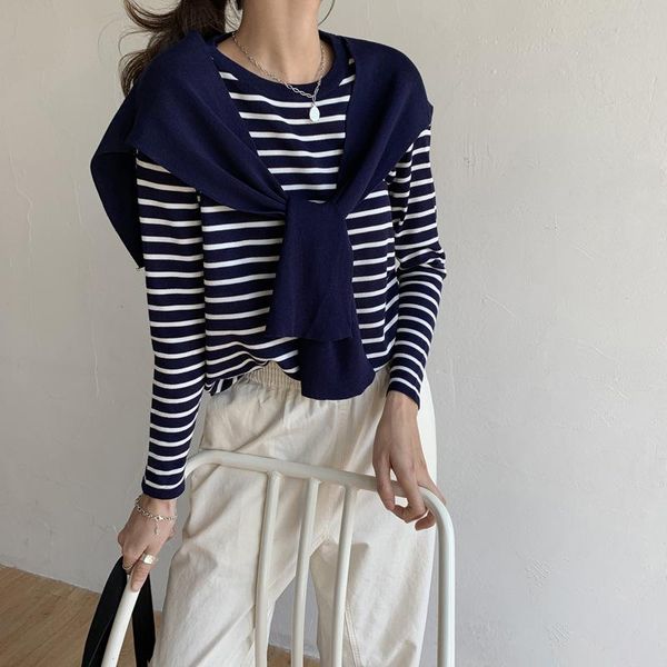 spring o-neck patchwork long sleeve simple t-shirt female striped loose all-match knitted doi0 women's, White
spring o-neck patchwork long sleeve simple t-shirt female striped loose all-match knitted doi0 women's, White