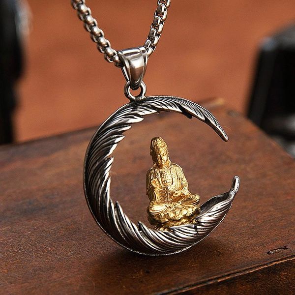 pendant necklaces stainless steel meditation feather buddha tathagata guanyin necklace buddhist amulet & pendants, Silver
pendant necklaces stainless steel meditation feather buddha tathagata guanyin necklace buddhist amulet & pendants, Silver