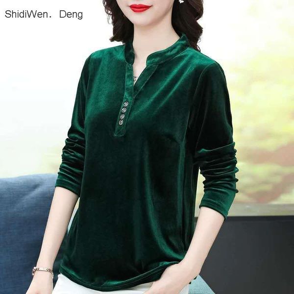 women's t-shirt 2021 fashion spring autumn long sleeve women gold velvet regular paragraph bottoming v-neck plus size 4xl y37, White
women's t-shirt 2021 fashion spring autumn long sleeve women gold velvet regular paragraph bottoming v-neck plus size 4xl y37, White