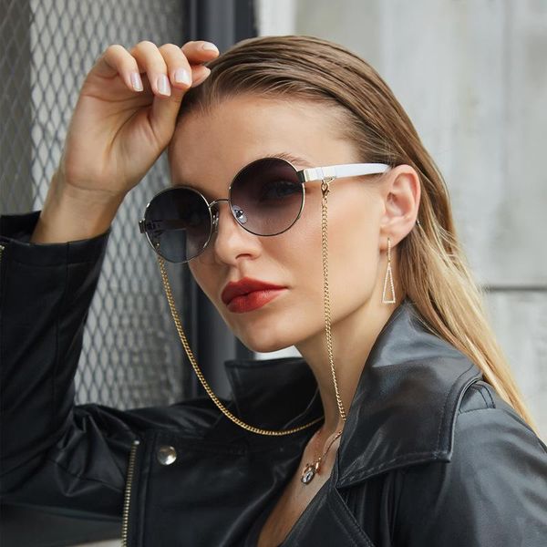 sunglasses round retro punk chain brand designer fashion men women shades uv400 vintage glasses, White;black
sunglasses round retro punk chain brand designer fashion men women shades uv400 vintage glasses, White;black
