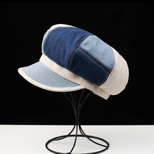 stingy brim hats cowboy spring and summer literature painter's hat casual octagonal cap british retro splicing women's solidberet, Blue;gray
stingy brim hats cowboy spring and summer literature painter's hat casual octagonal cap british retro splicing women's solidberet, Blue;gray