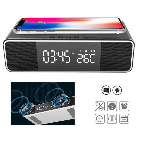 electronic alarm clock wireless mobile phone charging temperature time display digital with fm radio bluetooth speaker other clocks & access
electronic alarm clock wireless mobile phone charging temperature time display digital with fm radio bluetooth speaker other clocks & access
