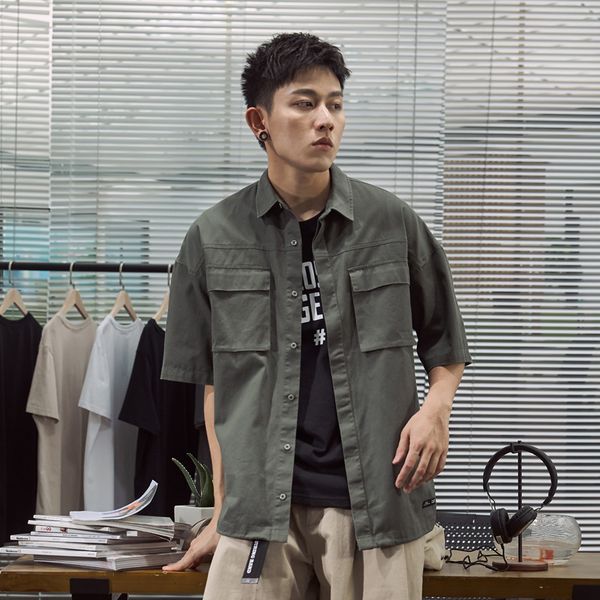 short summer men's jackets sve trend versatile loose tooling casual shirt coat, Black;brown
short summer men's jackets sve trend versatile loose tooling casual shirt coat, Black;brown