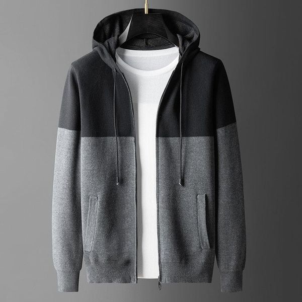 men's sweaters minglu autumn hooded mens sweater luxury contrast color zipper knitted male loose casual man jackets plus size 4xl, White;black
men's sweaters minglu autumn hooded mens sweater luxury contrast color zipper knitted male loose casual man jackets plus size 4xl, White;black