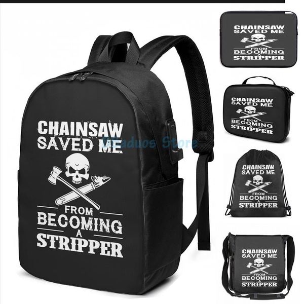 funny graphic print chainsaw save me from becoming a stripper usb charge backpack men school bags women bag travel laptop
funny graphic print chainsaw save me from becoming a stripper usb charge backpack men school bags women bag travel laptop
