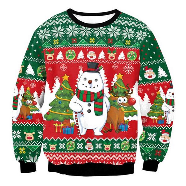 cloocl ugly christmas camouflage sweatshirt snowman 3d print casual style long sleeve outerwear streetwear green couple clothes y1118, Black
cloocl ugly christmas camouflage sweatshirt snowman 3d print casual style long sleeve outerwear streetwear green couple clothes y1118, Black