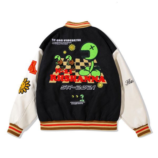 men's hoodies & sweatshirts from the cartoon embroidered plutonium leather sleeve sewn baseball suit ins street fashion score loose col, Black
men's hoodies & sweatshirts from the cartoon embroidered plutonium leather sleeve sewn baseball suit ins street fashion score loose col, Black