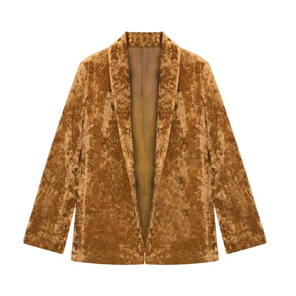 women jacket shawl collar gold yellow blazer velvet winter vintage elegant c0260 210514, White;black
women jacket shawl collar gold yellow blazer velvet winter vintage elegant c0260 210514, White;black