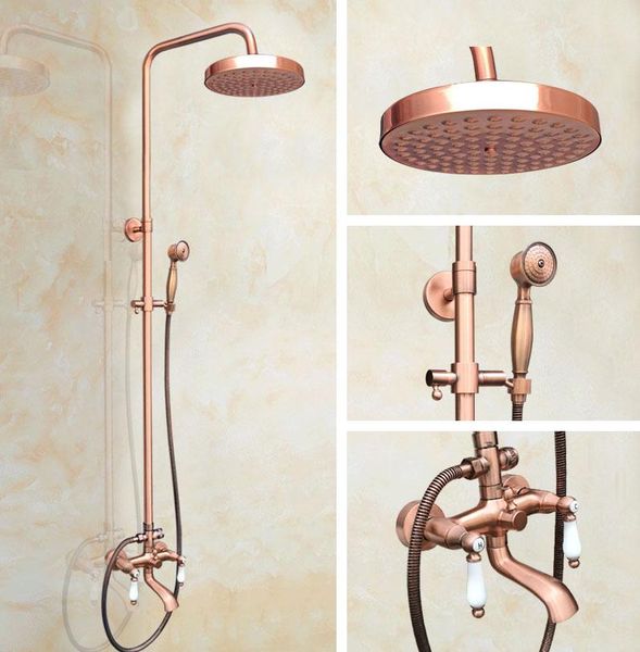 antique red copper brass dual ceramic handles bathroom 8" round rain shower head faucet set tub mixer tap wall mounted mrg572 sets
antique red copper brass dual ceramic handles bathroom 8" round rain shower head faucet set tub mixer tap wall mounted mrg572 sets