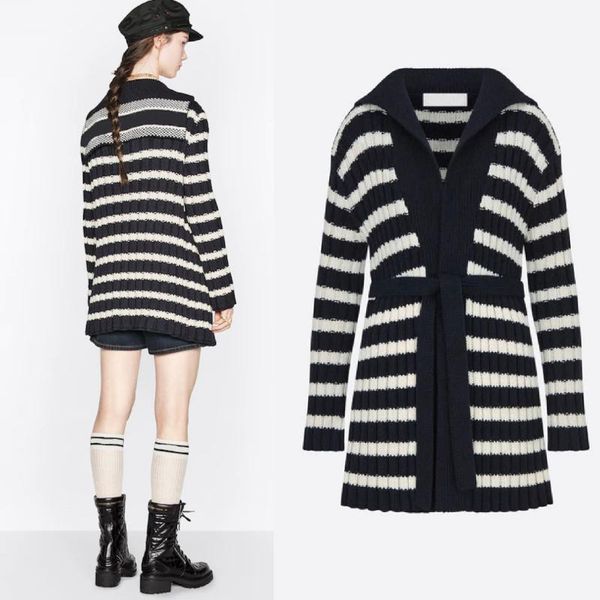 women's jackets luxury design 2021 autumn navy cape medium length cardigan black and white contrast stripe temperament coat sweater, Black;brown
women's jackets luxury design 2021 autumn navy cape medium length cardigan black and white contrast stripe temperament coat sweater, Black;brown