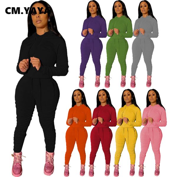 activewear womens set hooded sweatshirt staed jogger pant set sporty matching trasuit fitness two piece set outfitsby air, White