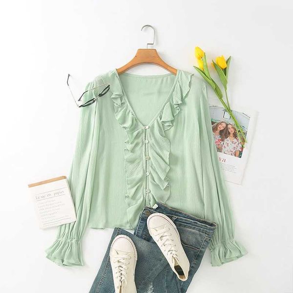 tangada women retro romantic green ruffles blouse shirt long sleeve chic female shirt 4t34 210609, White
tangada women retro romantic green ruffles blouse shirt long sleeve chic female shirt 4t34 210609, White