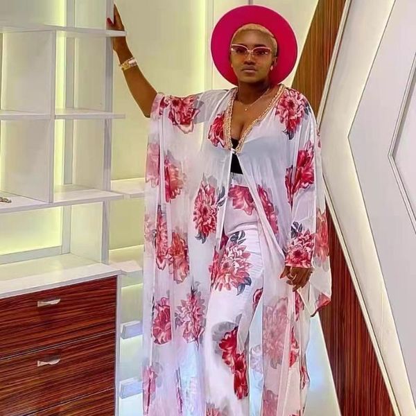 ethnic clothing african clothes for women 2021 autumn printing plus size two pieces sets dress and pant suit, Red