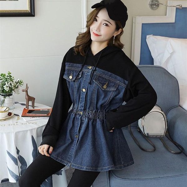 women's jackets m-4xl plus size patchwork casual denim jacket ladies spring hooded long sleeve slim outerwear, Black;brown
women's jackets m-4xl plus size patchwork casual denim jacket ladies spring hooded long sleeve slim outerwear, Black;brown