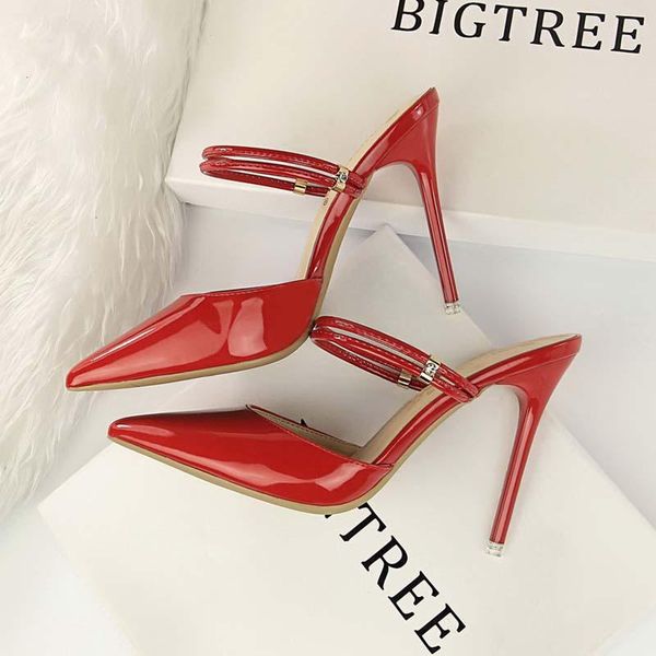women's shoes the lazy baotou drag high heels hollow out shallow mouth pointed metal buckles decorated contracted slippers, Black
women's shoes the lazy baotou drag high heels hollow out shallow mouth pointed metal buckles decorated contracted slippers, Black