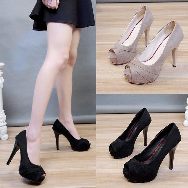 dress shoes spring and summer super high single thin heel fish mouth sandal waterproof platform women's, Black
dress shoes spring and summer super high single thin heel fish mouth sandal waterproof platform women's, Black