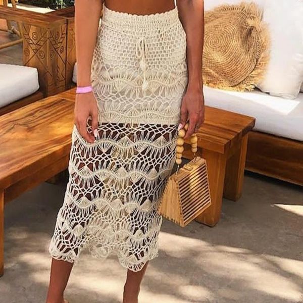 women's swimwear 2021 crochet cover up skirt see through for women net high waist beach wear, White;black
women's swimwear 2021 crochet cover up skirt see through for women net high waist beach wear, White;black