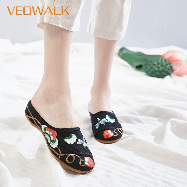 slippers veowalk women canvas flat flower embroidered summer ladies slides shoes retro woman breathable comfort slip-on mules, Black
slippers veowalk women canvas flat flower embroidered summer ladies slides shoes retro woman breathable comfort slip-on mules, Black