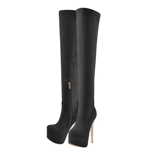 women round toe flock black over the knee boots transparent metal heel zipper big size fashion long boots
women round toe flock black over the knee boots transparent metal heel zipper big size fashion long boots