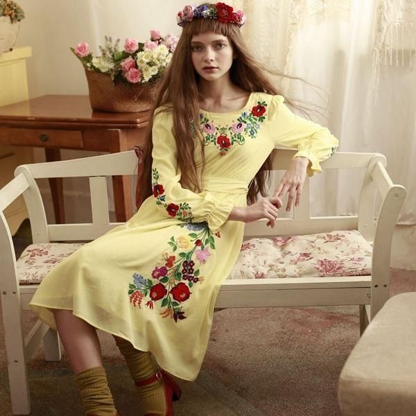 casual dresses lynette's chinoiserie autumn spring original design women hungary princess mori grils yellow embroidered dress, Black;gray
casual dresses lynette's chinoiserie autumn spring original design women hungary princess mori grils yellow embroidered dress, Black;gray