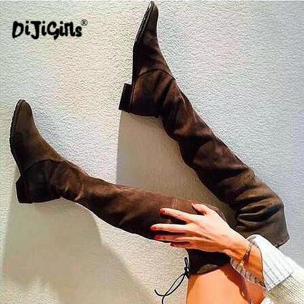 boots big size brand women stretch over knee flat lace up suede leather thigh high autumn winter shoes botas bootie, Black
boots big size brand women stretch over knee flat lace up suede leather thigh high autumn winter shoes botas bootie, Black