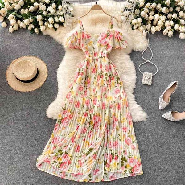 summer dress women floral print beach holiday long spaghetti strap slim elastic waist bohemian pleated chiffon maxi 210603, Black;gray
summer dress women floral print beach holiday long spaghetti strap slim elastic waist bohemian pleated chiffon maxi 210603, Black;gray