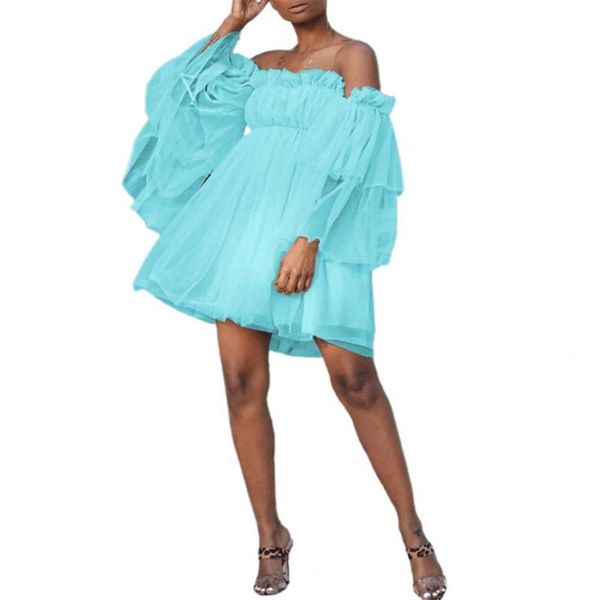 casual dresses women loose mini dress off shoulder ruffle slash neck flare sleeve mesh solid color ladies summer, Black;gray
casual dresses women loose mini dress off shoulder ruffle slash neck flare sleeve mesh solid color ladies summer, Black;gray