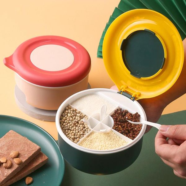 storage bottles & jars seasoning box container plastic 4 grids spices holder case with lid and spoons for kitchen condiment
storage bottles & jars seasoning box container plastic 4 grids spices holder case with lid and spoons for kitchen condiment