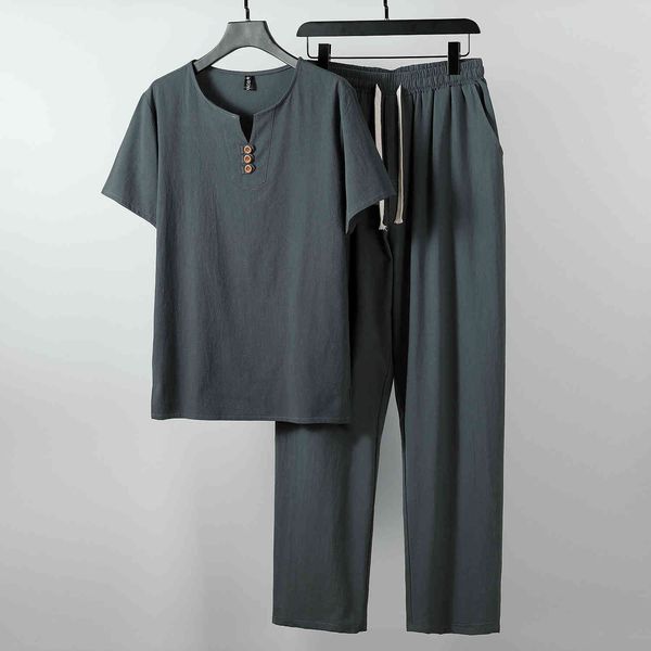 large size men's clothing vintage tracksuit husband summer white home suit linen t shirt fashion male set chinese 8xl 9xl 210518, Gray
large size men's clothing vintage tracksuit husband summer white home suit linen t shirt fashion male set chinese 8xl 9xl 210518, Gray