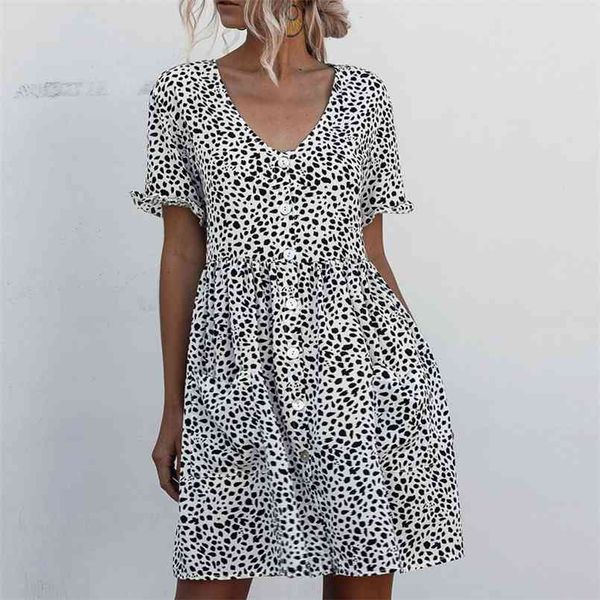 dress summer casual dress short sleeve leopard white black print breasted pocket for women vestidos de fiesta 210508, Black;gray
dress summer casual dress short sleeve leopard white black print breasted pocket for women vestidos de fiesta 210508, Black;gray