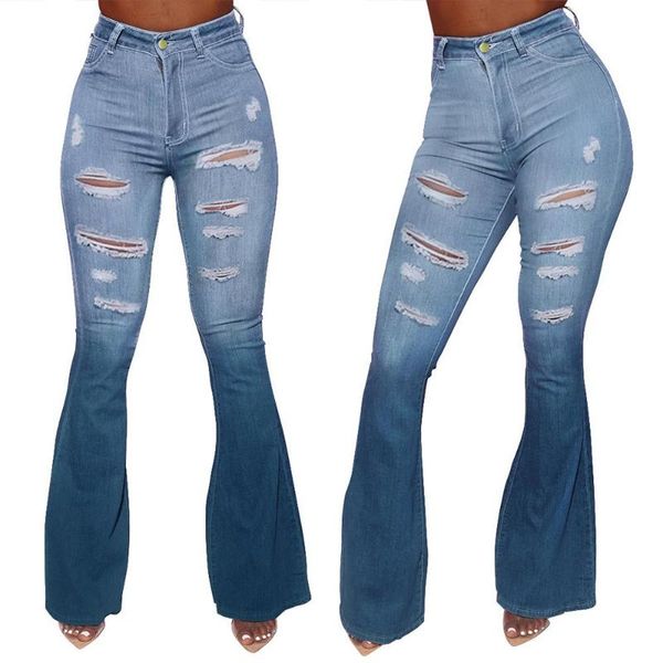 women's jeans ladies gradient high waist ripped slim fit long denim pants skinny casual trousers, Blue
women's jeans ladies gradient high waist ripped slim fit long denim pants skinny casual trousers, Blue