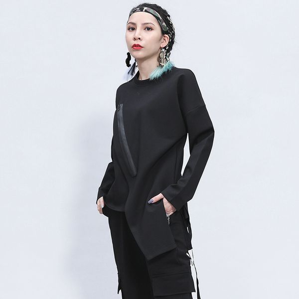 eam women black zipper irregular stitch big size t-shirt new round neck long sleeve fashion tide spring autumn 2021 1z348, White
eam women black zipper irregular stitch big size t-shirt new round neck long sleeve fashion tide spring autumn 2021 1z348, White