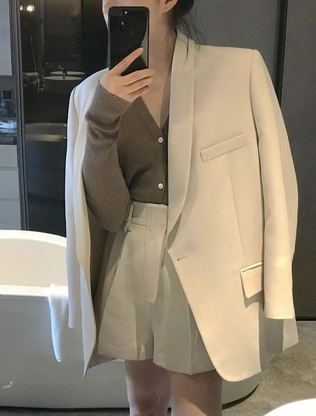 women's suits & blazers 2021 autumn white suit jacket women korean fashion loose temperament, White;black
women's suits & blazers 2021 autumn white suit jacket women korean fashion loose temperament, White;black