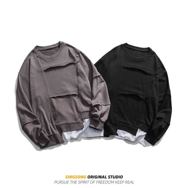 the fine fleece hoodies weiyi men's spring and autumn street harajuku trend personality fake two piece patchwork high round neck loose, Black
the fine fleece hoodies weiyi men's spring and autumn street harajuku trend personality fake two piece patchwork high round neck loose, Black