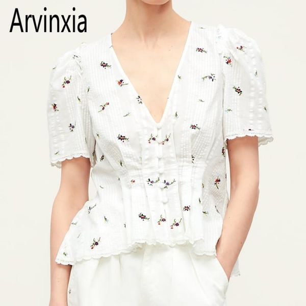 women's blouses & shirts arvinxia casual floral embroidery woman blouse vintage deep v neck femme lace decor short sleeves blusas for, White
women's blouses & shirts arvinxia casual floral embroidery woman blouse vintage deep v neck femme lace decor short sleeves blusas for, White