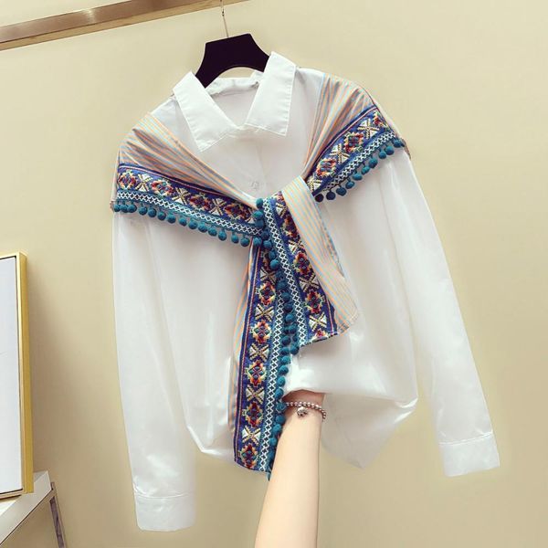 autumn women's long sleeves turn down collar embroidery retro scarf patchwork tassel shirt girls ladies shirts a3627 210428, White
autumn women's long sleeves turn down collar embroidery retro scarf patchwork tassel shirt girls ladies shirts a3627 210428, White