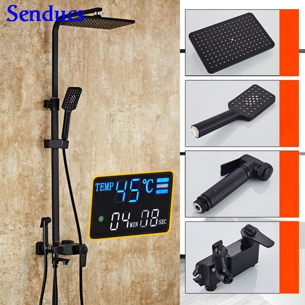 senducs black bronze shower set luxury intelligent digital bathroom brass faucet thermostatic sets
senducs black bronze shower set luxury intelligent digital bathroom brass faucet thermostatic sets