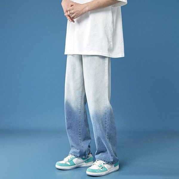 men's jeans spring summer wide-leg mens fashion retro harajuku men streetwear loose hip-hop gradient straight denim trousers, Blue
men's jeans spring summer wide-leg mens fashion retro harajuku men streetwear loose hip-hop gradient straight denim trousers, Blue