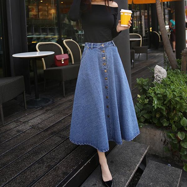 denim skirts women solid high waist button pockets a-line mid-calf jeans skirt casual loose femme, Black
denim skirts women solid high waist button pockets a-line mid-calf jeans skirt casual loose femme, Black