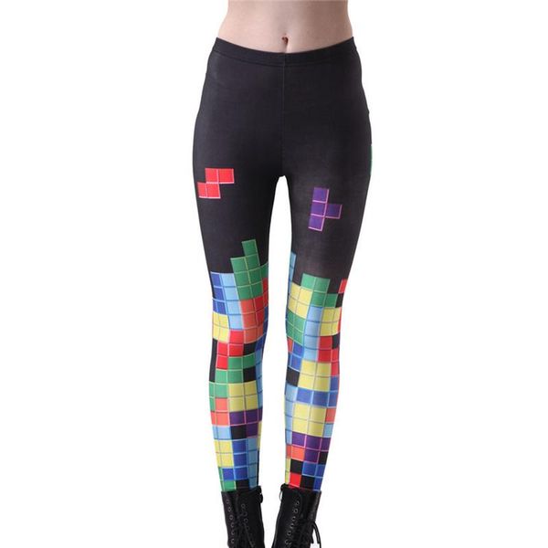 women's leggings color tetris print women high waist fitness elastic slim causal plus size leggins mujer, Black
women's leggings color tetris print women high waist fitness elastic slim causal plus size leggins mujer, Black