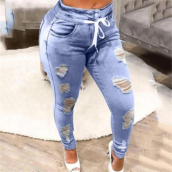 women's jeans vintage hole casual denim length frayed tassel ripped solid drawstring ladies slim, Blue
women's jeans vintage hole casual denim length frayed tassel ripped solid drawstring ladies slim, Blue