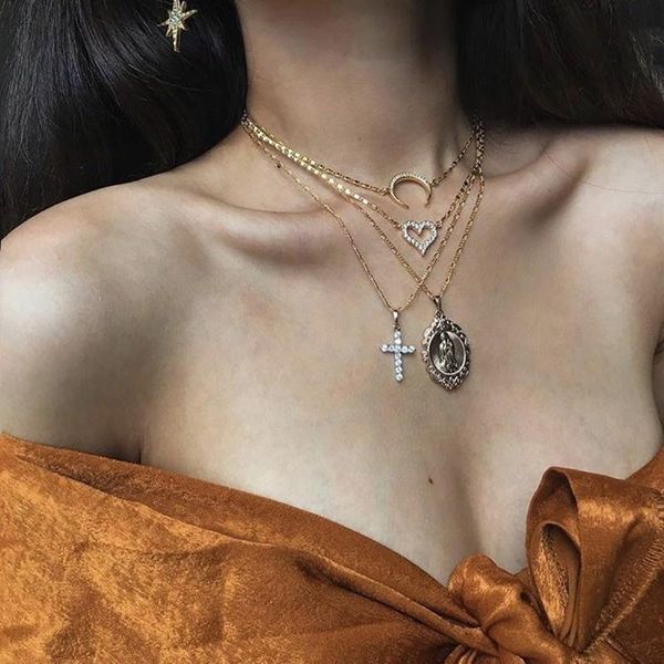vintage fashion crystal cross heart shaped horn necklaces for women female virgin mary pendant necklace jewelry gift, Silver
vintage fashion crystal cross heart shaped horn necklaces for women female virgin mary pendant necklace jewelry gift, Silver