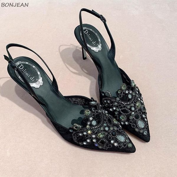 sandals summer pointed women lace mesh crystal toe buckle strap wedding party hollow out ladies1, Black
sandals summer pointed women lace mesh crystal toe buckle strap wedding party hollow out ladies1, Black