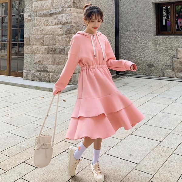 casual dresses lady hooded sweatshirt dress pink ruffle a-line slim waist long sleeve fashion streetwear zipper spring vestidos, Black;gray
casual dresses lady hooded sweatshirt dress pink ruffle a-line slim waist long sleeve fashion streetwear zipper spring vestidos, Black;gray