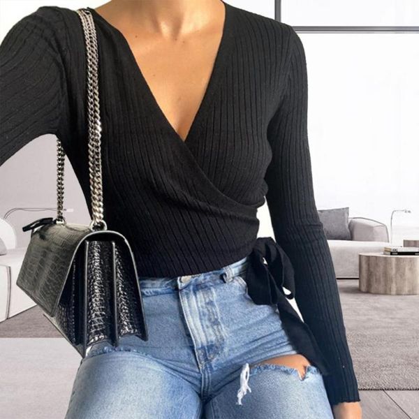 women's sweaters wholesales women v neck wrap blouse solid color long sleeve slim ribbed knitwear top, White;black
women's sweaters wholesales women v neck wrap blouse solid color long sleeve slim ribbed knitwear top, White;black